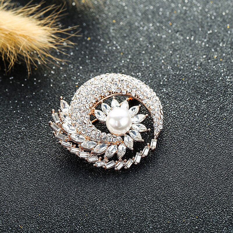 Brocher til kvinde retro blomsterlegering krystal damer bærer broche diamant smykker corsage tøj tilbehør badge pins