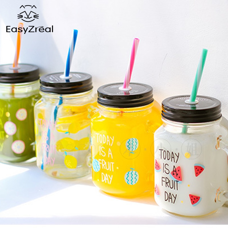Easyzreal frukt murer krukke flaske farget bar kopp kaffe krus med håndtak glass krus kontor elskere øl vin glass krukke