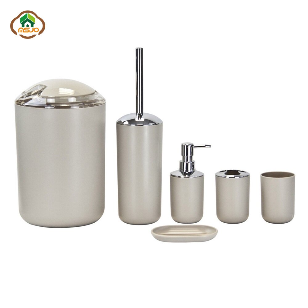 MSJO Bathroom Accessories Set 6PCS Decor Storage Black Soap Dispenser Toothbrush Toothbrush Holder Modern Home Decor Accessories