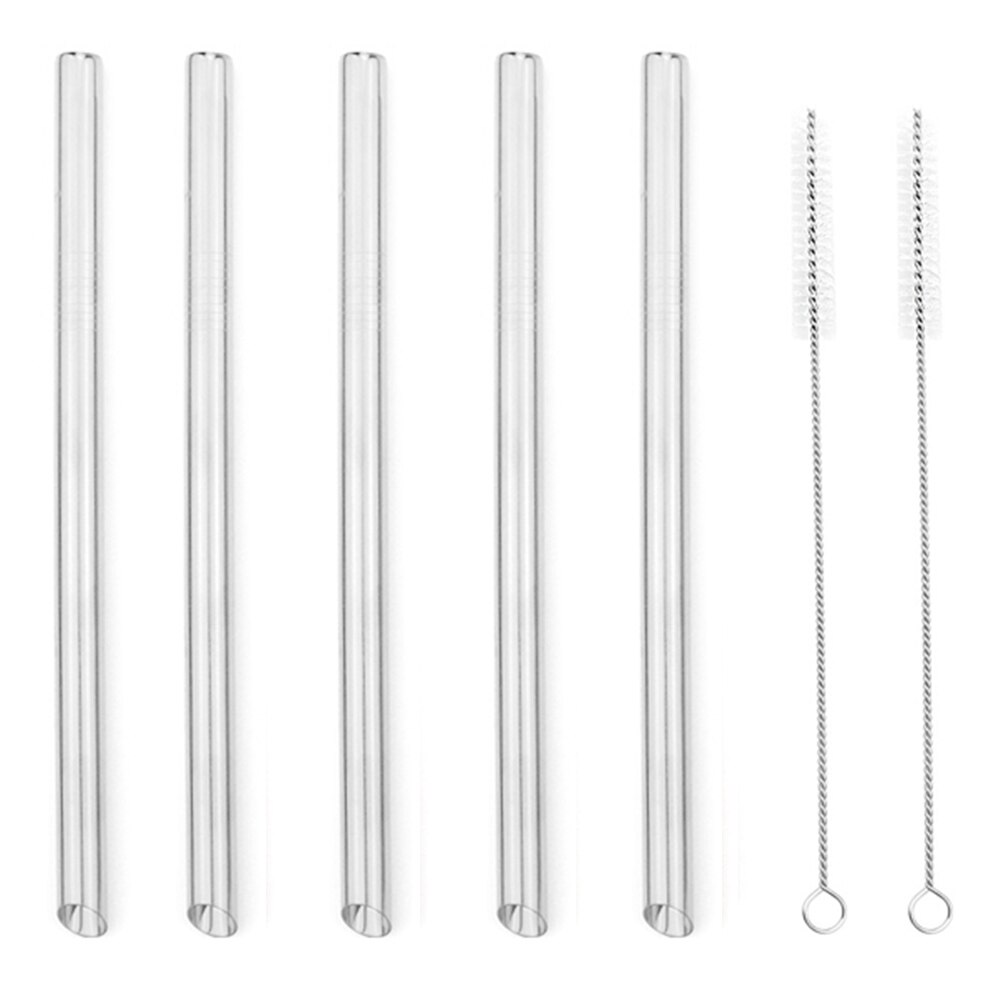 5/10pcs 12mm Reusable Pointed-End Drinking Straw Stainless Steel Drink Pearl Milkshake Fat Bubble Tea Straws Cocktail Party: Silver 5pcs