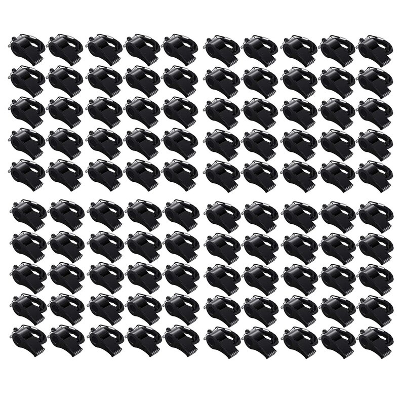 Top100 Pcs Black Lanyard Plastic Whistles Coaches Referees Fans Cheer Student Whistles Emergency Survival Whistles Bulk: Default Title