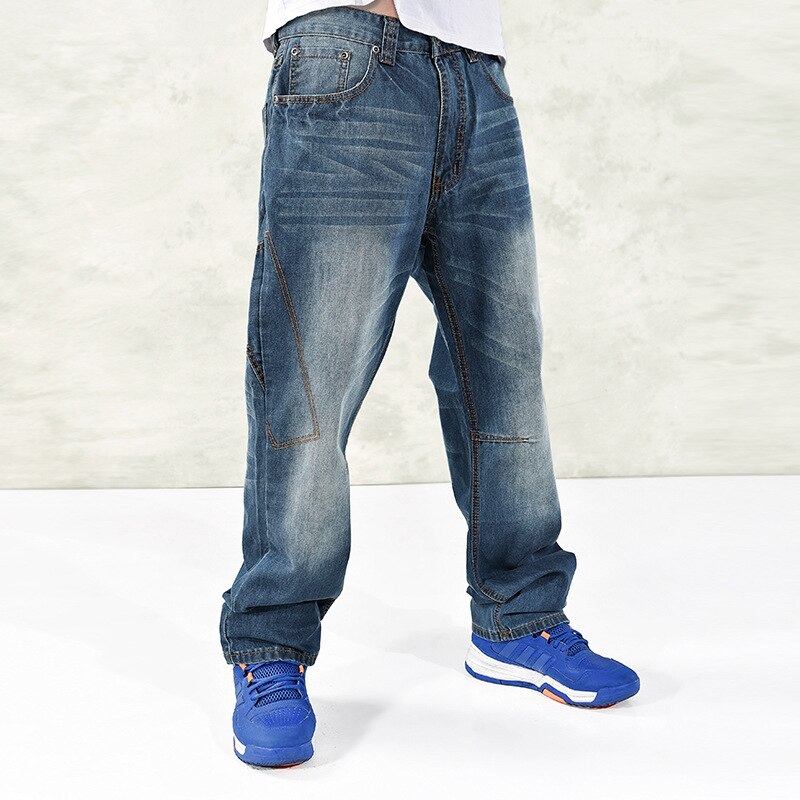 Plus Size Heren Denim Cargo Broek Jeans Met Side Cargo Pocket Hip Hop Baggy Jeans Mannen Losse Fit Lange Broek big Size 40 44 46
