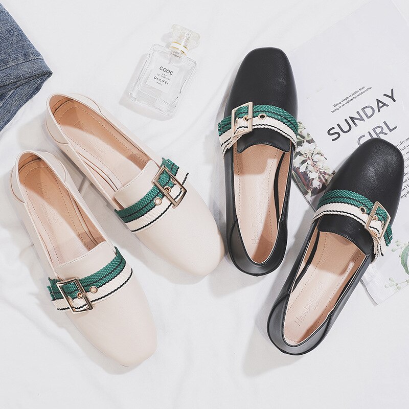 Chique platte loafers grote maat 43 dames casual schoenen gestreepte canvas-gesp dames kantoor schoenen instappers comfortabele dames bootschoenen