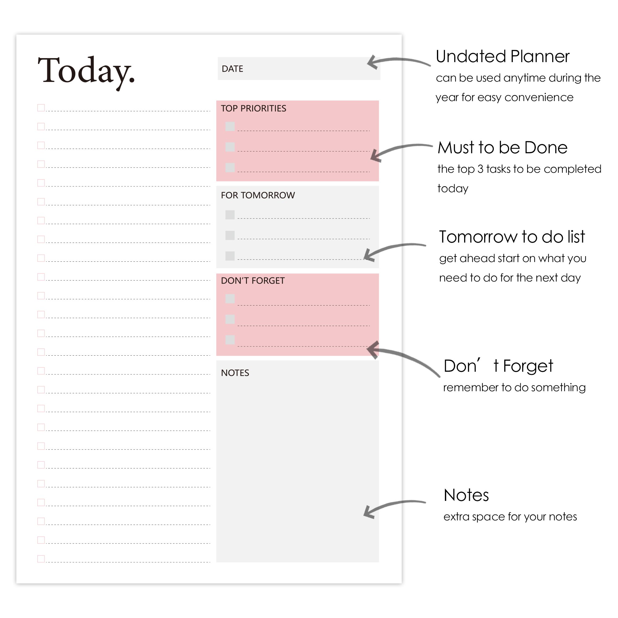 2022 Daily Planner Undated To Do List Notebook Journal A5 Schedule Agenda DIY Cover Organize with Top Priorities Office Supplies