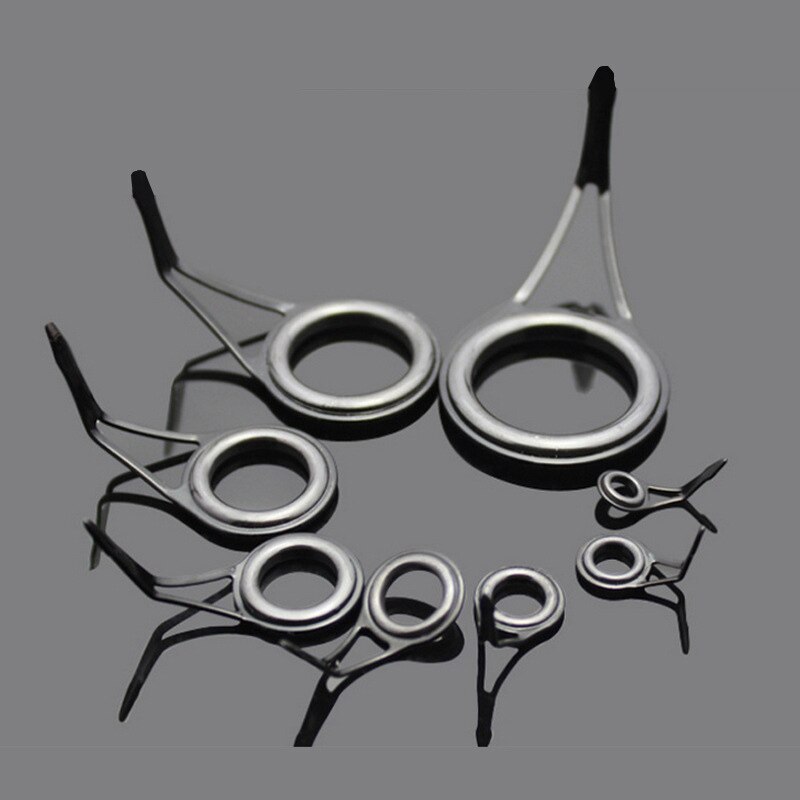 8 Pcs Ceramic Fishing Rod Guide Tip Strong Line Repair Set Kit DIY Rings Stainless Steel Frame Fishing Rod Guide Tip Accessories