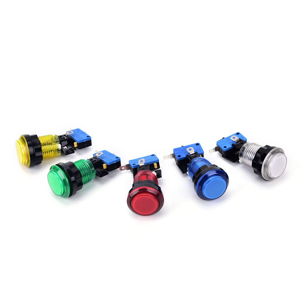 1 stuk led-licht verlichte ronde arcade videogame-speler drukknopschakelaar 5 kleuren 32mm