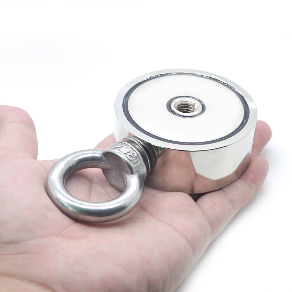 Anneau pour pêche à l'aimant en néodyme Super puissant, crochet à anneau pour récupération en profondeur 48mm, 60mm, 67mm, 75mm, aimant support de pêche tirant