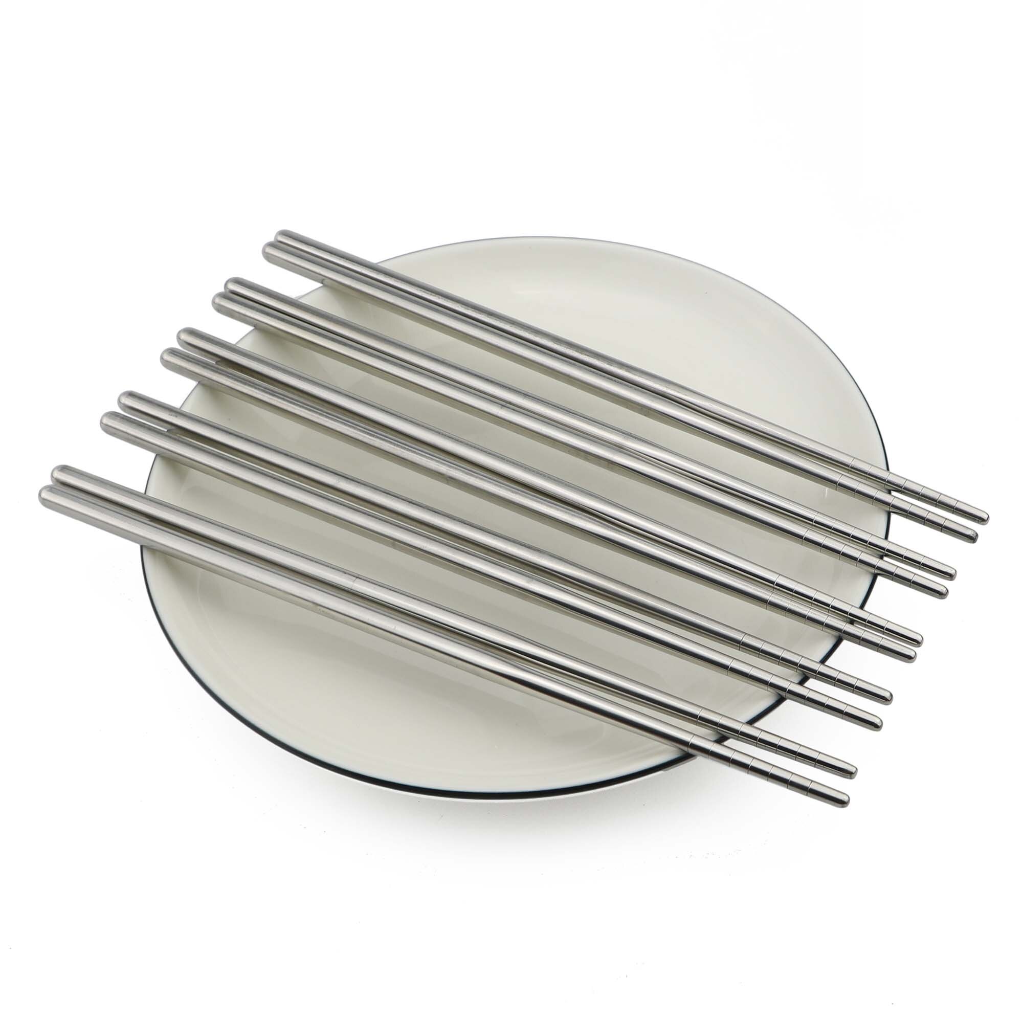 1 paar 304 Roestvrij Staal Eetstokjes Zilver Lengte 23cm Herbruikbare Eetstokjes Antislip Huishoudelijke Metalen Chinese Keuken Eetstokjes