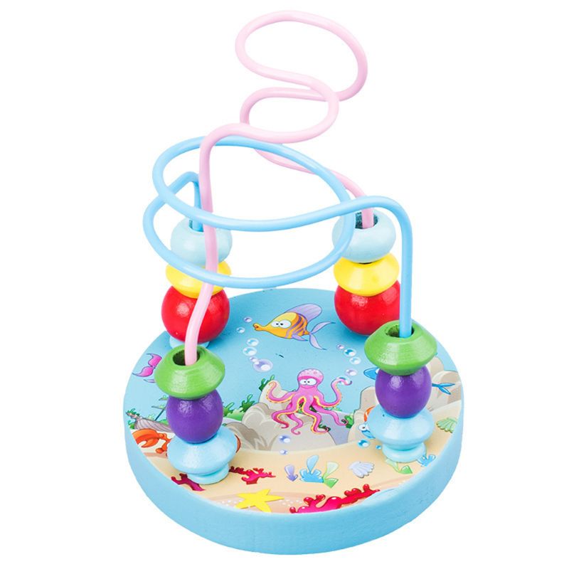 Educational Math Toy Wooden mini Circles Bead Wire Maze Roller Coaster Abacus Puzzle toys For Kids Boy Girl: 1