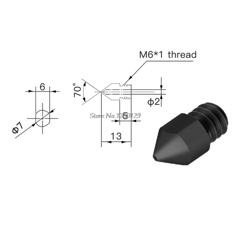 Reprap MK6 Hardened Steel Nozzle 1.75mm 0.2mm/0.3mm/0.4mm/0.5mm/0.6mm/1.0mm for Ender 3 CR10 CR10S hotend Whosale