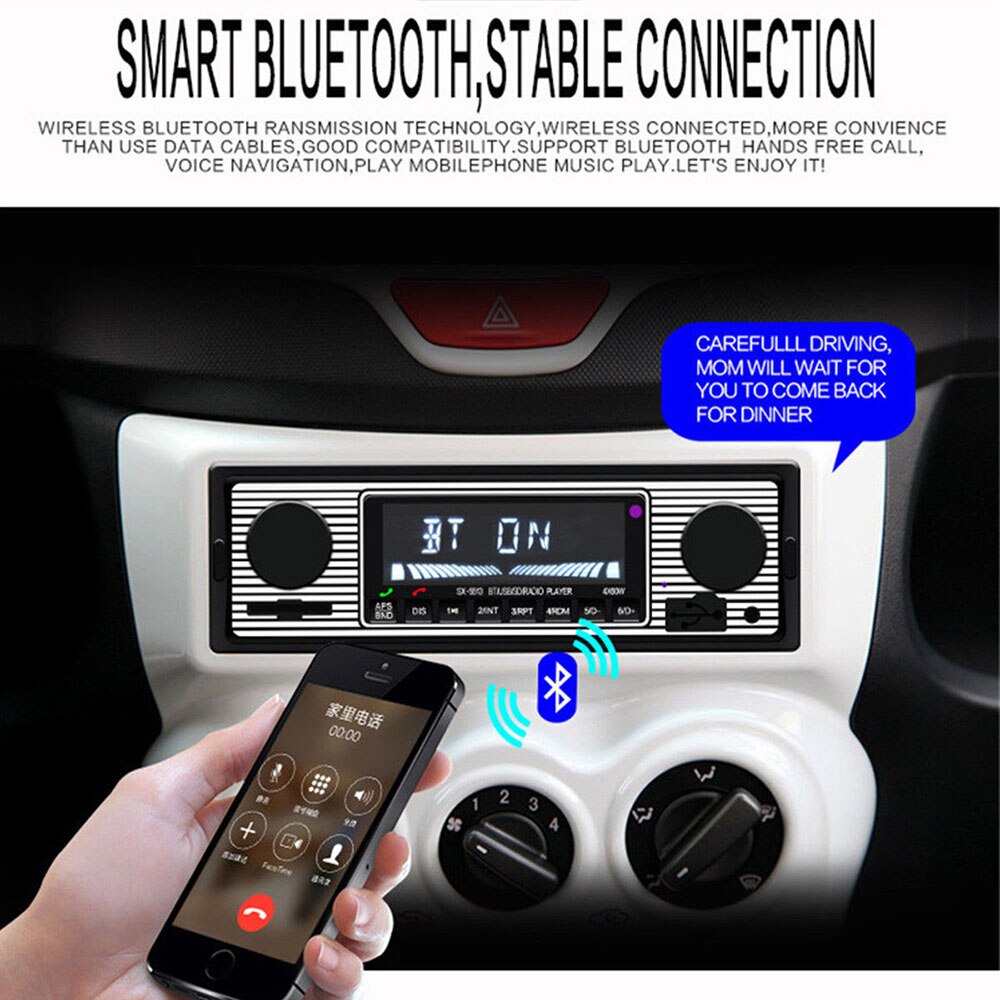 Atuo Usb Fm Retro Radio Klassieke Auto Radio Speler Bluetooth Stereo Voertuig Retro Autoradio Bluetooth MP3 Speler