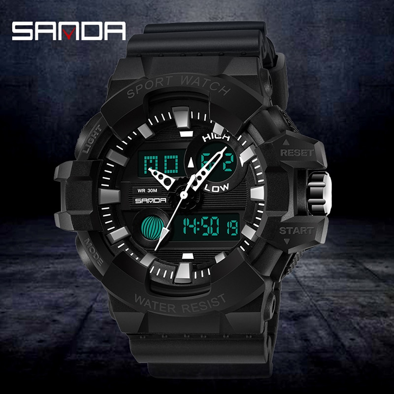 Sanda heren elektronisch horloge waterdicht lichtgevend sporthorloge heren elektronisch digitaal horloge relogio digital montre homme