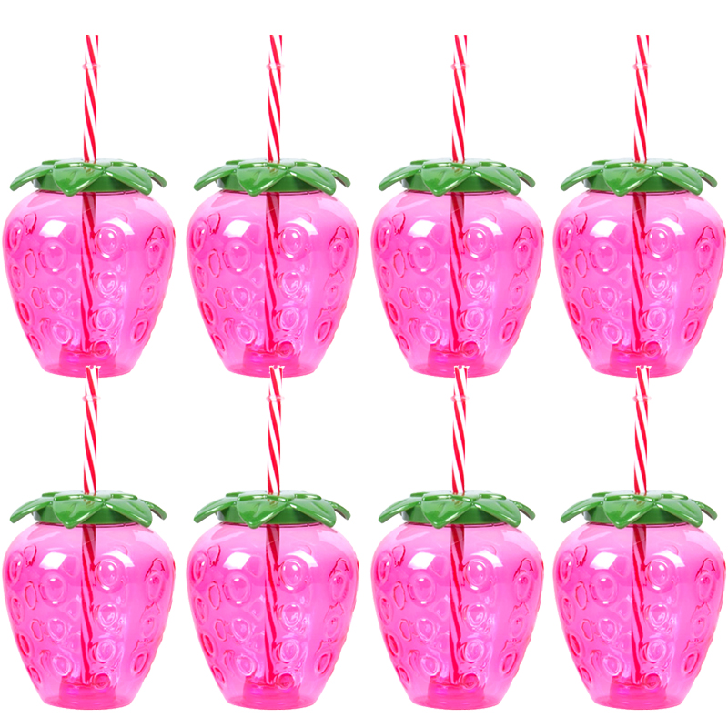 Tasse à boire en plastique en forme d'ananas/fraise/pastèque avec paille, décor hawaïen, fournitures de fête d'été sur la plage et la piscine, 6/8 pièces: kaki foncé