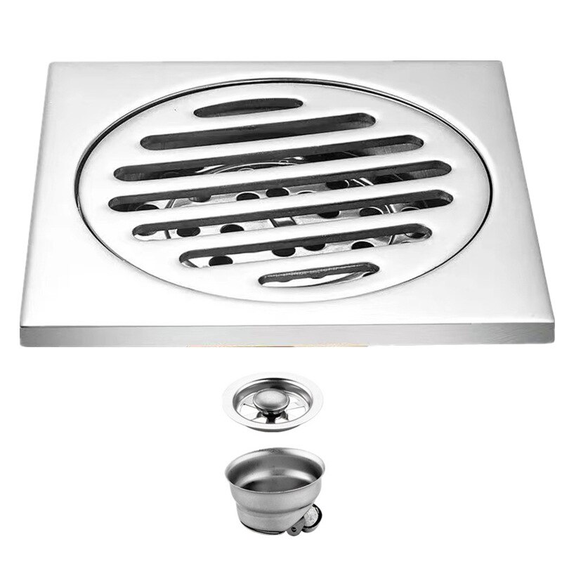 Drenaje de suelo de acero inoxidable 304 grueso, 6cm, baño, a prueba de olores e insectos, sello de agua profunda, drenaje de suelo de doble uso: a stainless steel B