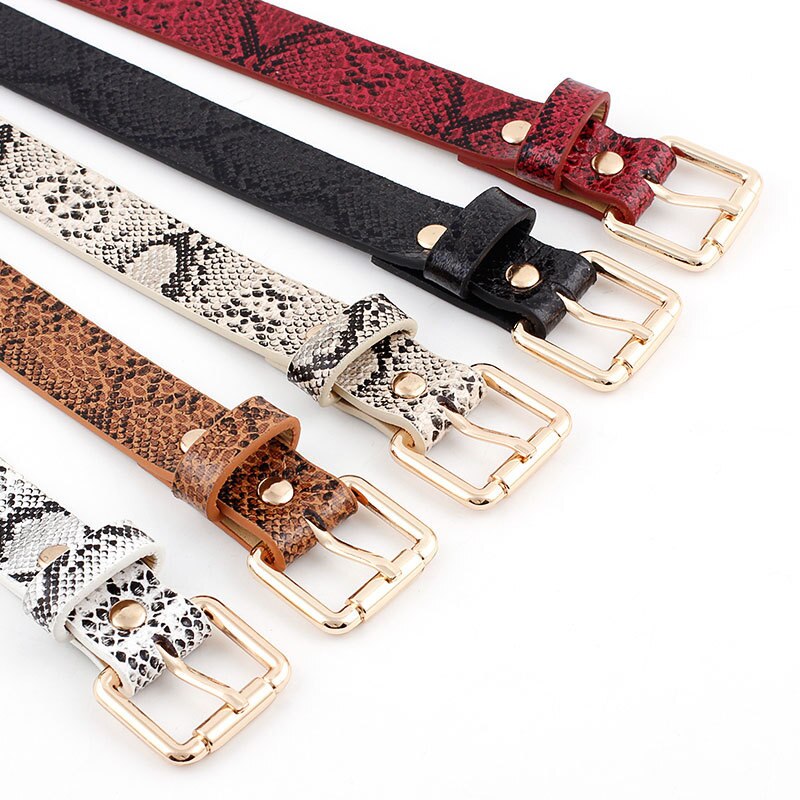 Vrouwelijke Luipaard Riem Snake Skin Zebra Print Dunne Paardenhaar Tailleband Pu Lederen Gouden Ring Hart Pin Metalen Gesp Dames Riemen