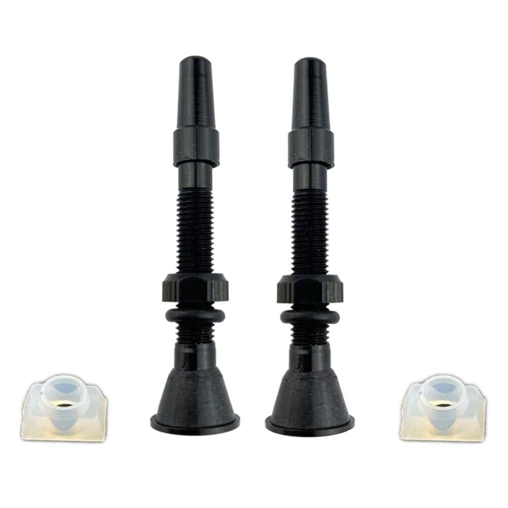 2x bicicleta de estrada sem câmara pneu presta válvula 60mm montanha haste liga alumínio + ferramenta para o ciclo ao ar livre ciclismo entretenimento: Black A