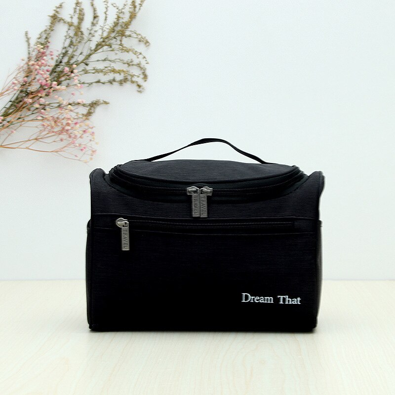 Bolsa de cosméticos organizadora para viagem, bolsa feminina para maquiagem com capuz, armazenamento de casa de banho: black
