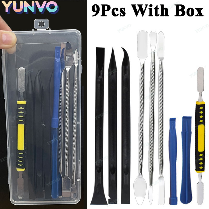 Reparationsverktyg för mobiltelefoner demontering reparation surfplatta bräckjärn multifunktionellt manuellt demonteringsverktyg bimetallhuvud med låda: Elfenben