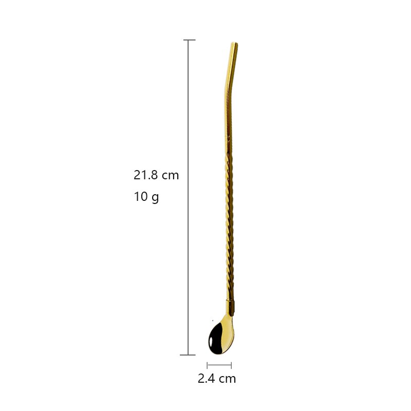 Canudos reutilizáveis coloridos para beber, 4 unidades, aço inoxidável, coquetel, colher, mexer, leite, café, ferramentas de agitação: 4Pcs Gold
