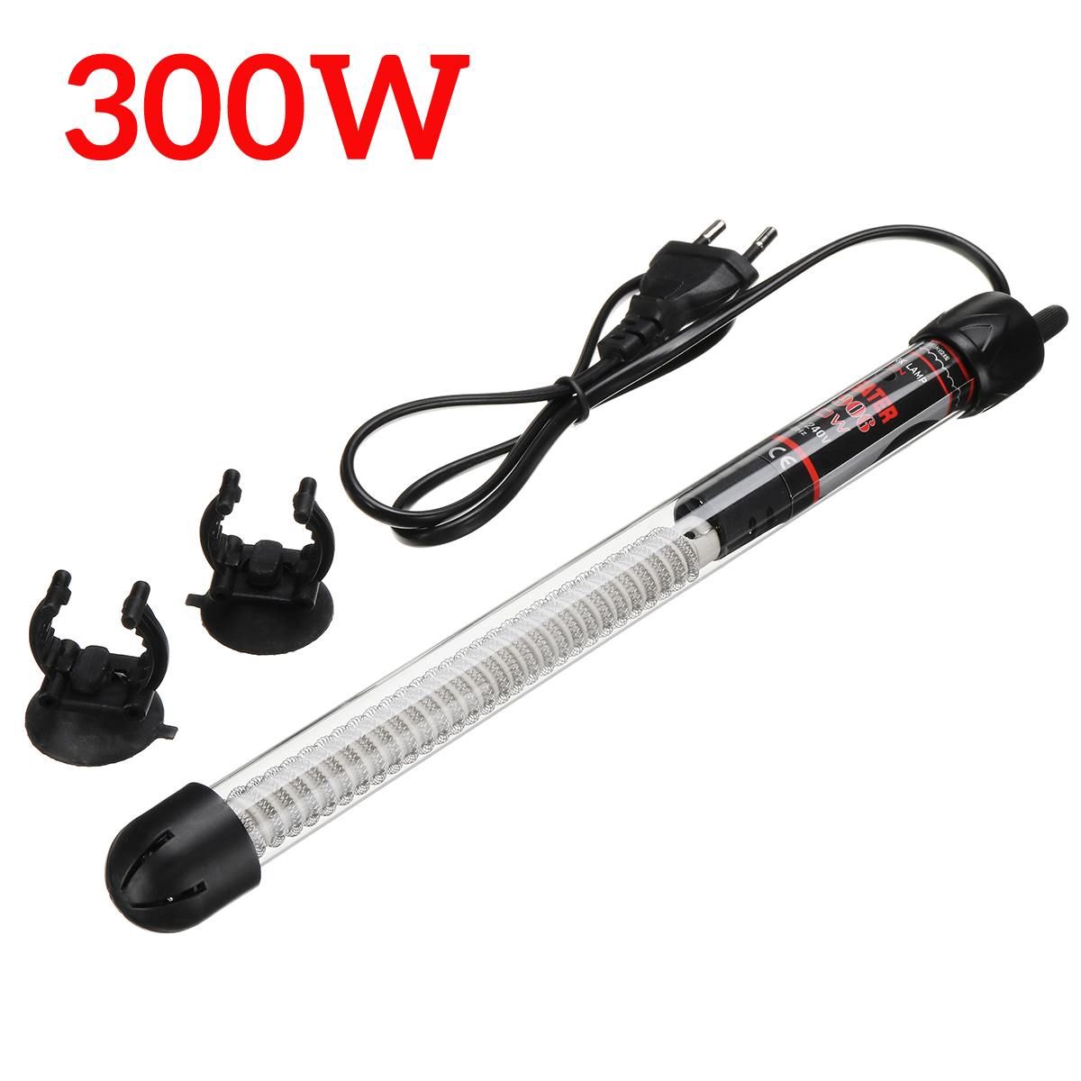 220V Adjustable Temperature Thermostat Heater Rod 50W/ 100W/ 200W/ 300W Submersible Aquarium Heater Fish Tank Water Heating: 300W
