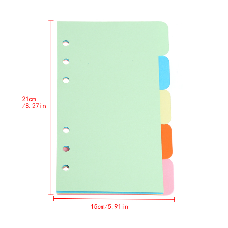 5Pcs Refills 6 Hole Blank Colorful Paper for A5 A6 Loose Leaf Binder Notebook