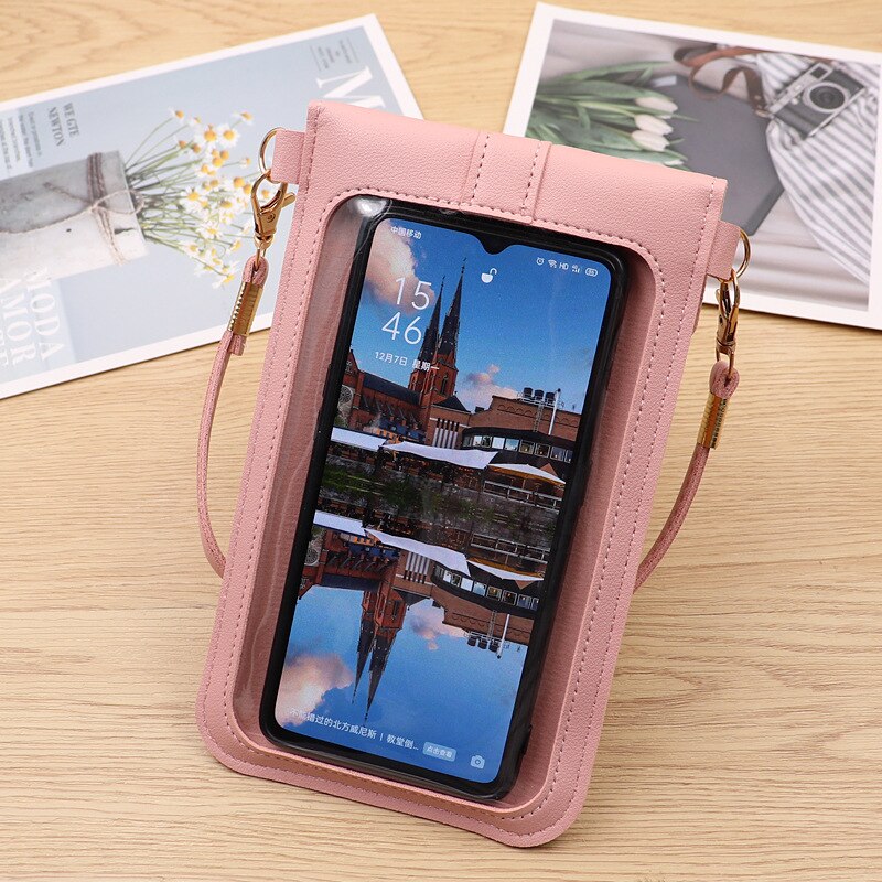 Touch Screen Mobiele Telefoon Purse Smartphone Portemonnee Lederen Schouderband Handtas Vrouwen Tas Voor Iphone Portemonnee Schoudertassen