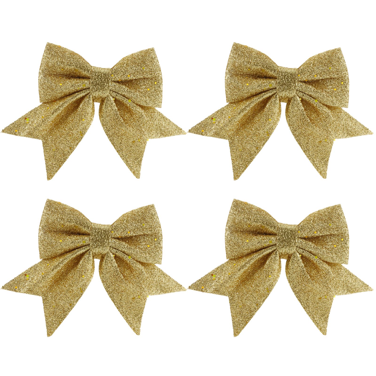 4 stuks kerstversieringen met goudstof, kerstboomversieringen met strikken voor in het winkelcentrum: Gouden 4 stuks