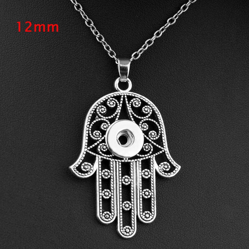 Colliers et pendentifs à boutons pression, 12mm 18mm, pour maman et fille, Fatima Hamsa, ML302