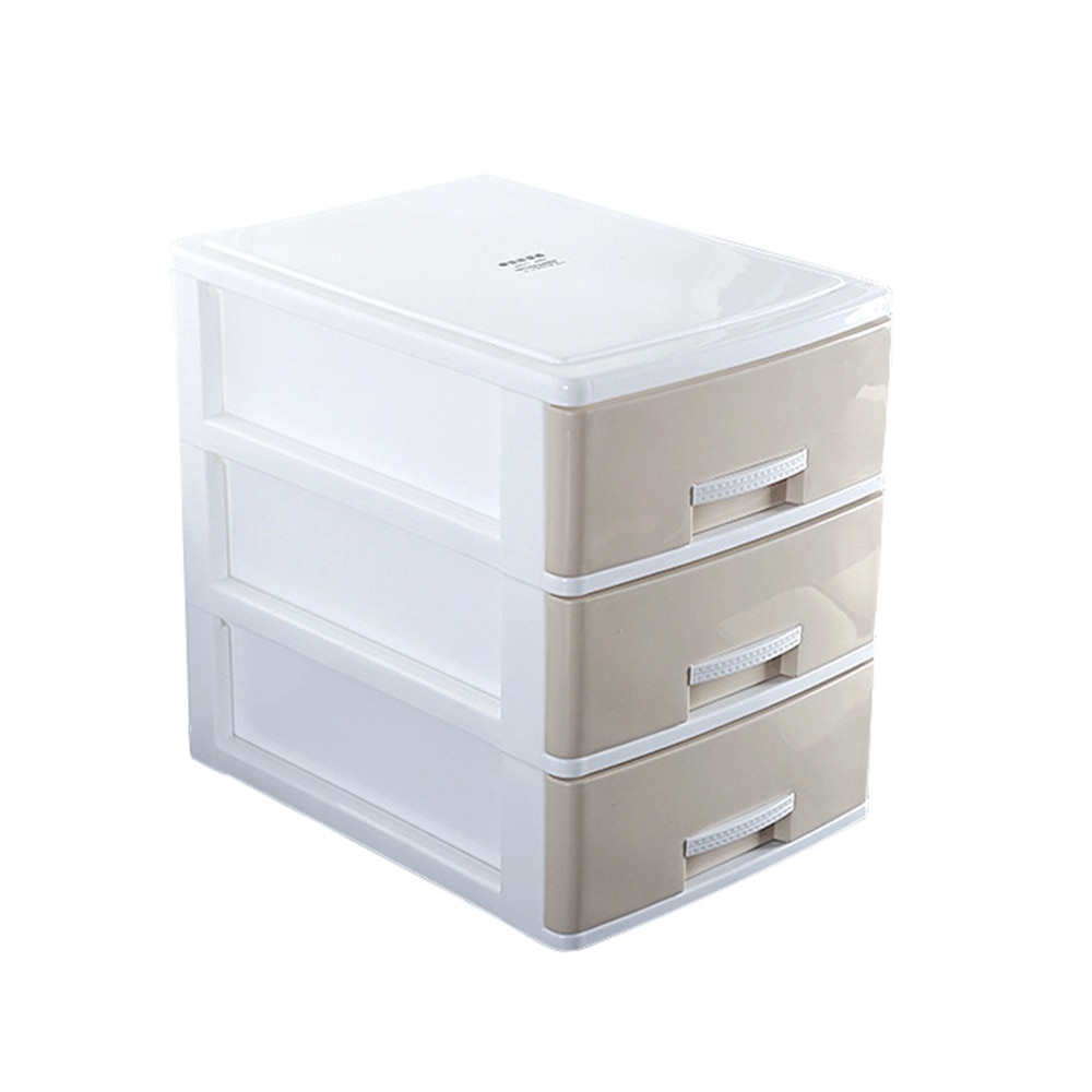 3 Layers Drawer Storage Cabinet Makeup Storage Cabinet Desktop Storage Cabinet Desk File Finishing Box Storage Box For Office: 3 Layers Khaki