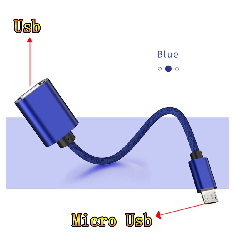 Type-C/Micro USB Male To OTG Adapter Cable USB OTG Adapter Cable USB Female To Micro USB Male Converter Otg Adapter Cable: micro usb blue 02