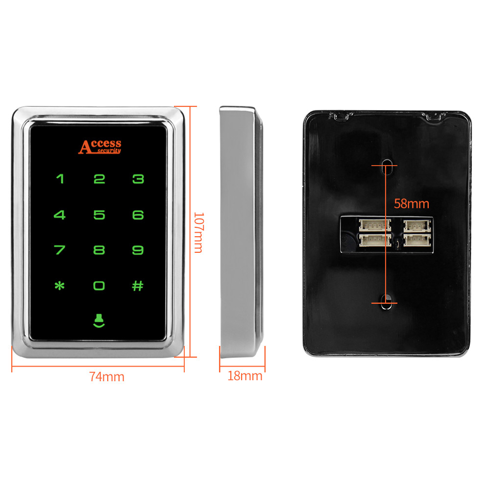 IP55 Waterproof Metal RFID 125KHz Standalone Access Control Keypad with Touch Screen Panel + 10pcs RFID Keyfobs