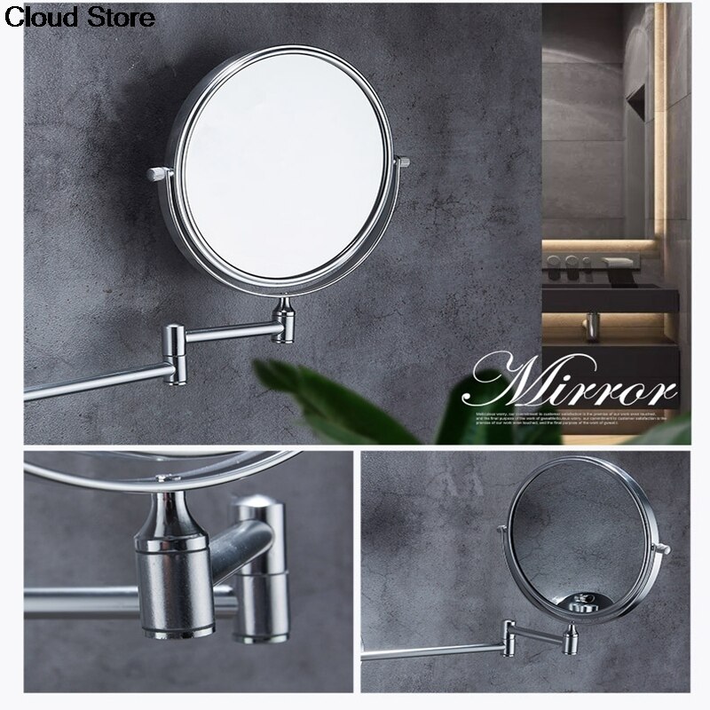 Folding Adjustable Wall Mounted Mirror For Bathroom | Bathroom Vanity Mirror With Extendable Arm 360° Swivel and 3x Magnify