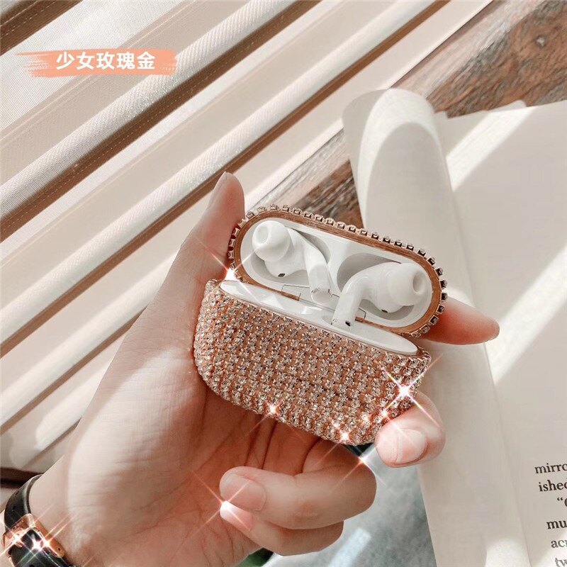 Di Lusso 3D Cristallo Del Diamante di Scintillio Del Trasduttore Auricolare Bluetooth Caso Dura di Caso per Airpods Pro 3 Aria Baccelli Pro La Copertura Wireless di Ricarica box: Rose