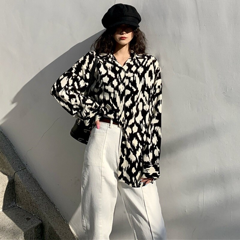 XITAO-Blusa holgada informal con manga larga para Primavera, camisa con estampado Vintage para mujer, con estampado de diosa y senos, DMY2975,: Default Title