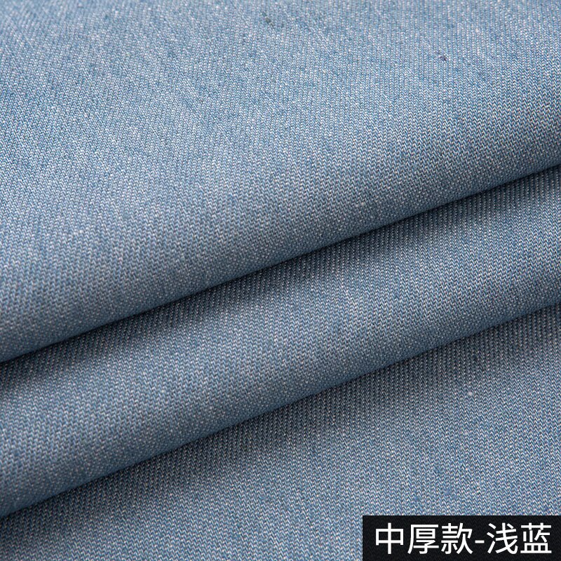 Washed Denim Fabric By The Meter for Sewing Jeans Shirts Clothes Thin Plain Blue Black Cloth Coats Thickened Winter Cotton Soft: Medium thick 1