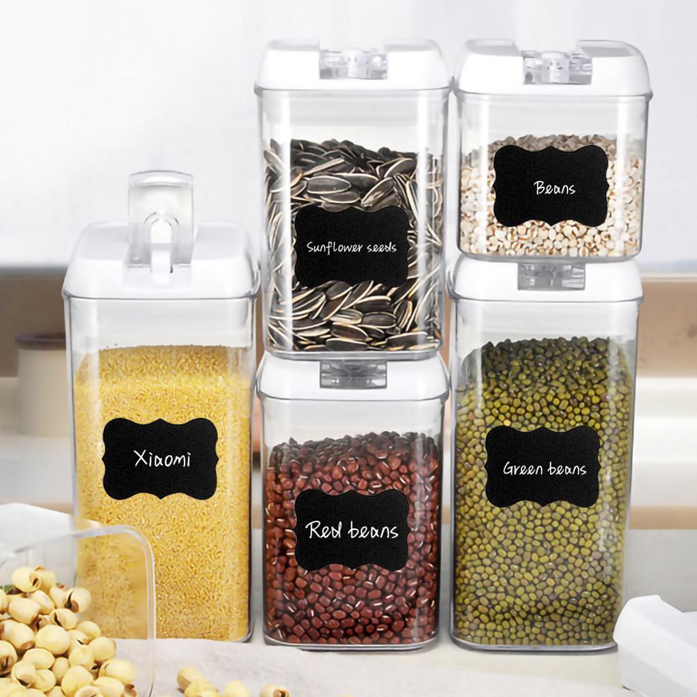 Reusable Chalkboard Organization And Storage Labels,80 Rectangle Shape Mason Jars Labels 3 X 1.6 Inch Canisters Labels With 1 Chalk Marker