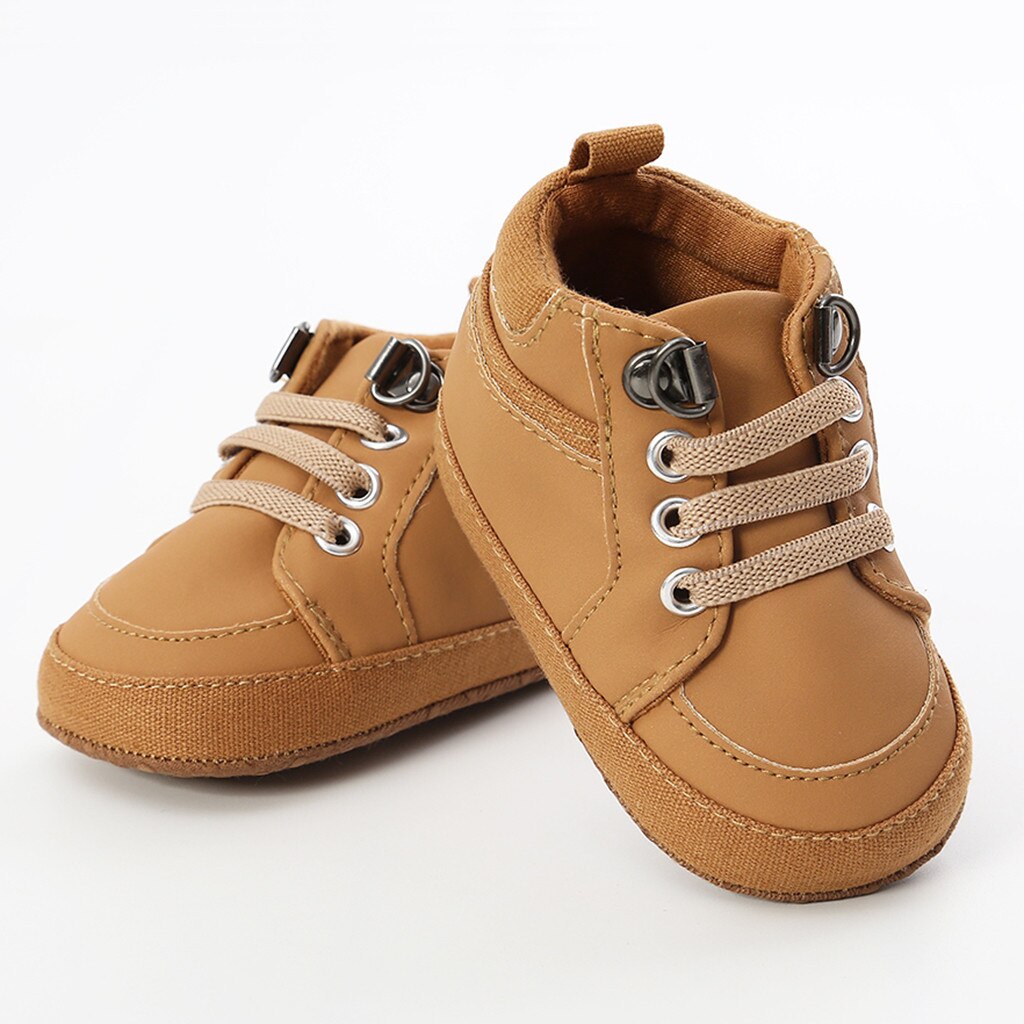 Cheville en Pu, chaussures pour bébés filles et garçons, bottes avec liaisons croisées solides en coton, toutes saisons, premières marches, à lacets