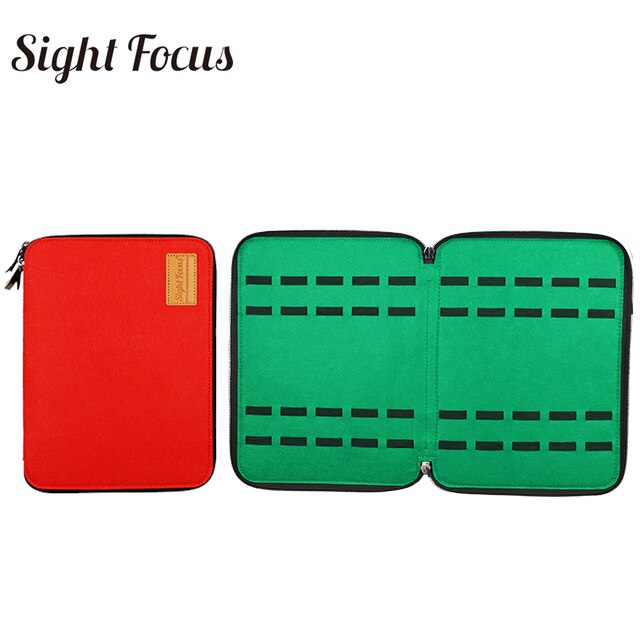 40 -fack filt ur organisatör låda klock förvaringsväska påse dubbel lager klock låda för apple watch armband band organizer hållare väska: Röd grön