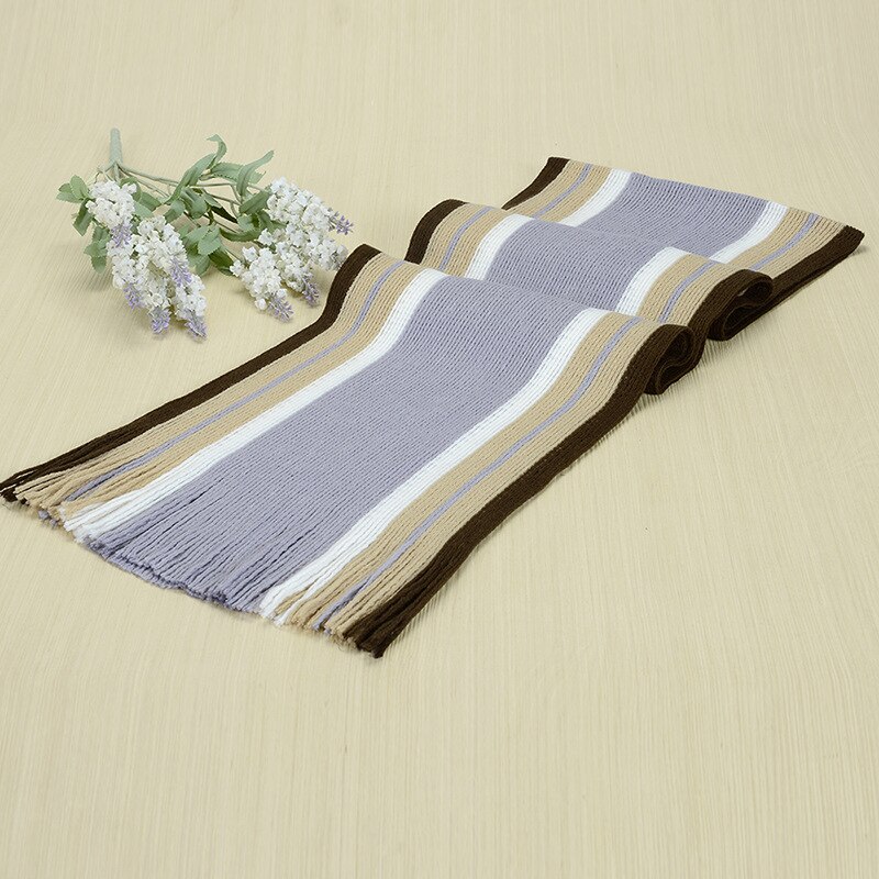 Écharpe rayée en coton pour hommes, écharpe de styliste, châle tricoté, de pour femmes et hommes, écharpe rayée avec glands, en cachemire: Light grey