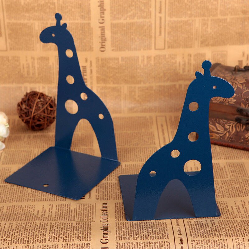 2 Pcs/Set Cute Giraffe and Elephant Book Stand Cartoon Metal Bookend Reading Book Holder Shelf: B