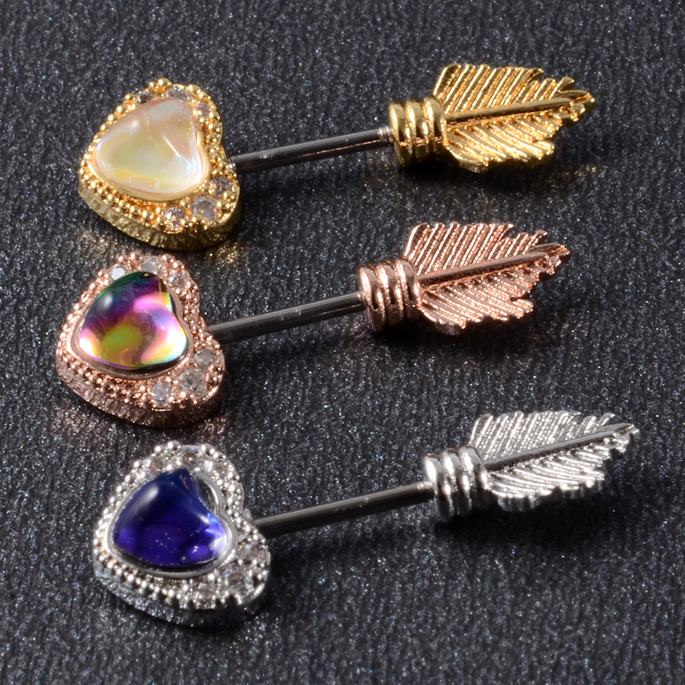 1PC Stainless Steel Multicolor Cz Tragus Cartilage Earrings Crystal Feather Ear Helix Tragus Earrings Lobe Piercing Jewelry 20G