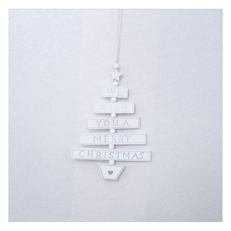 Santa Claus Year Natural Wood Christmas Door Tree Ornaments Pendant Hanging Xmas Decor Home Party Decorations: White