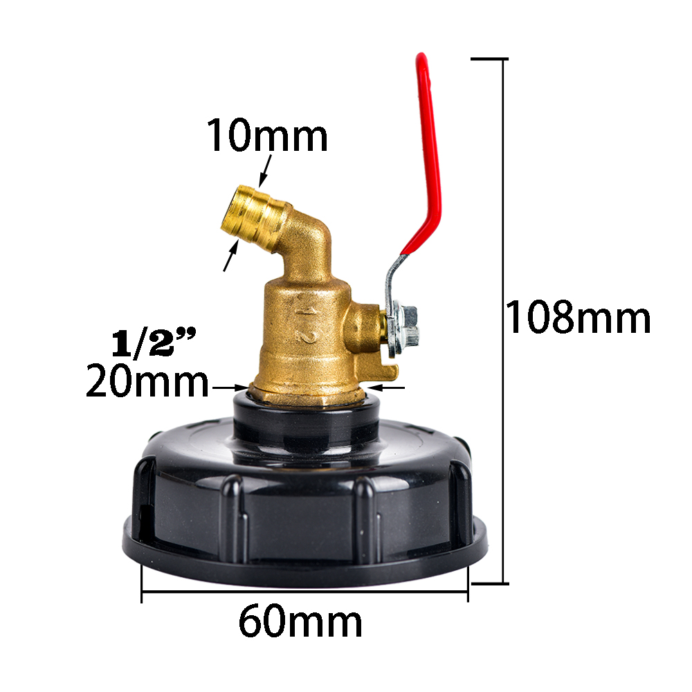 IBC Tank Brass Tap Adapter S60X6 Thread 10mm Garden Hose Connect Faucet Tank 1000 Liter IBC Tank Valve Fitting: WHITE