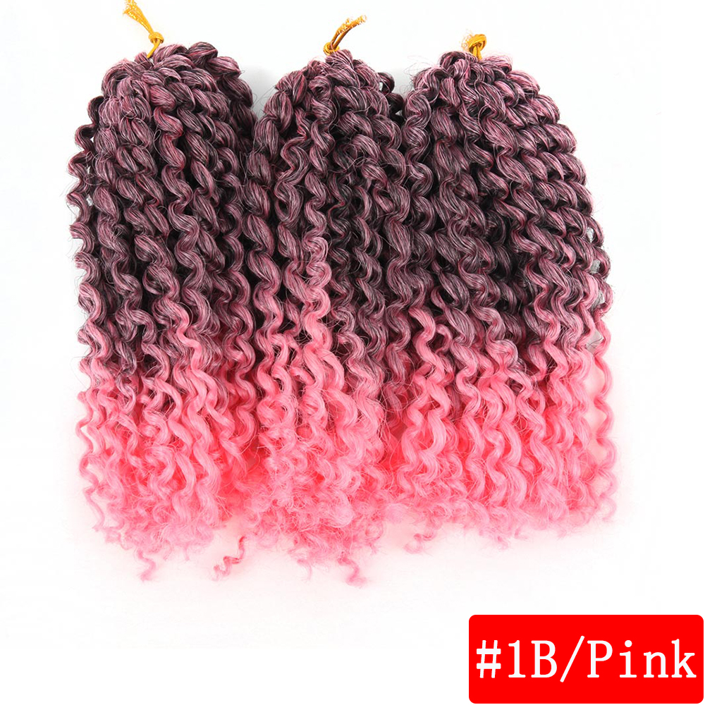 Pageup Marley Braids Hair For Women Ombre 1B/Blue 8 Inch Synthetic Crochet Braids Braiding Hair Extensions 3Pcs/Pac: 1B-Pink