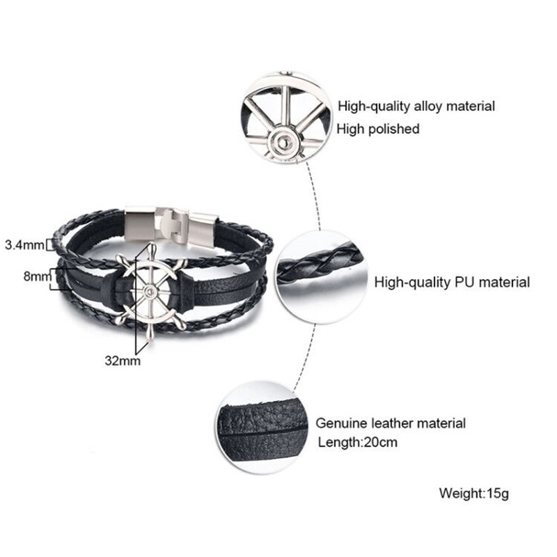 ZORCVENS 2022 Neue Jahrgang rüder Charme Armbinde für Männer Multi-schicht Leder Seil Armbänder Armreifen