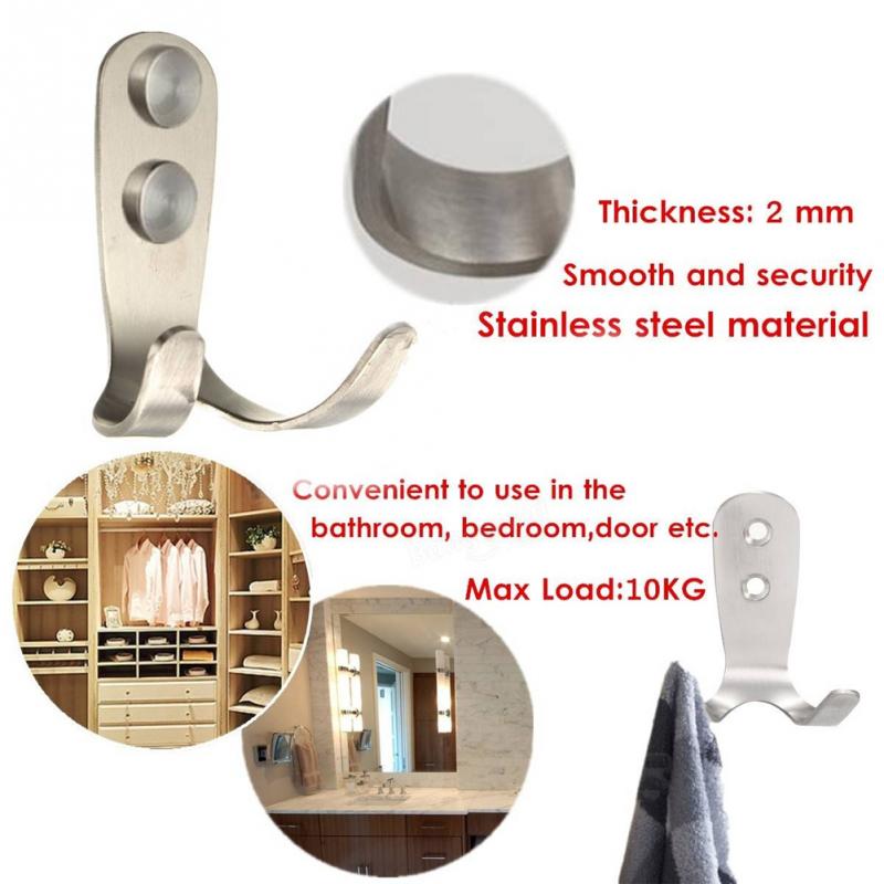 Double Hooks Multifunction Wardrobe Robe Clothes hanger Home Kitchen Stainless Steel Door Bathroom Wall Hook holder