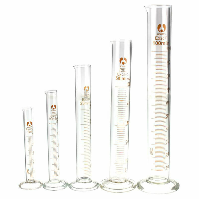 Thick Glass Graduated Measuring Cylinder Set 5ml 10ml 25ml 50ml 100ml Measuring Cylinder Kit for Lab Suppy: 5ml