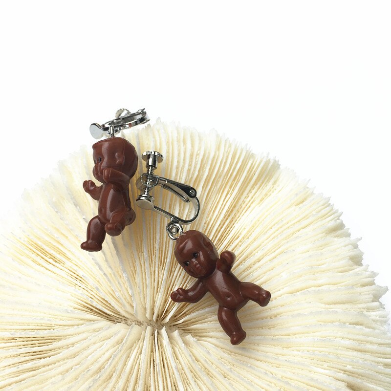 drôle bébé poupée forme coloré boucles d'oreilles pour femmes fille créative Harajuku Cool goutte boucles d'oreilles fête déclaration bijoux: Clip 7