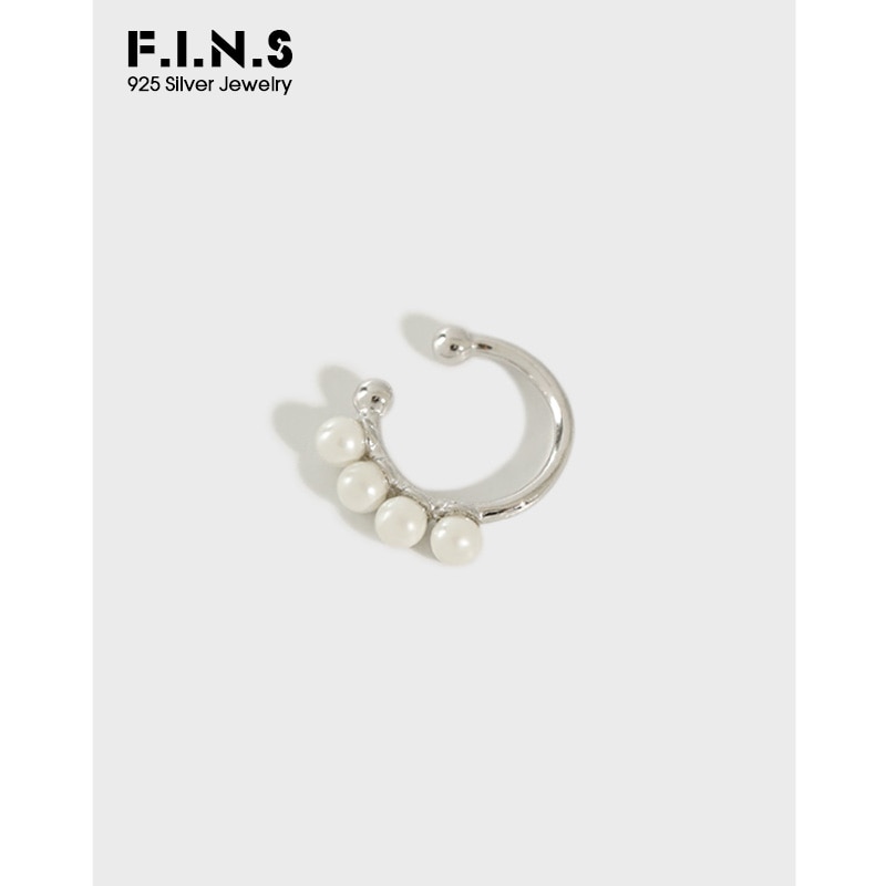 F.i.n.s S925 Sterling Zilveren Cirkel Witte Parel Clip Oorbellen Oor Manchet Voor Vrouwen Clip Oorbellen Zonder Piecing 1Pc
