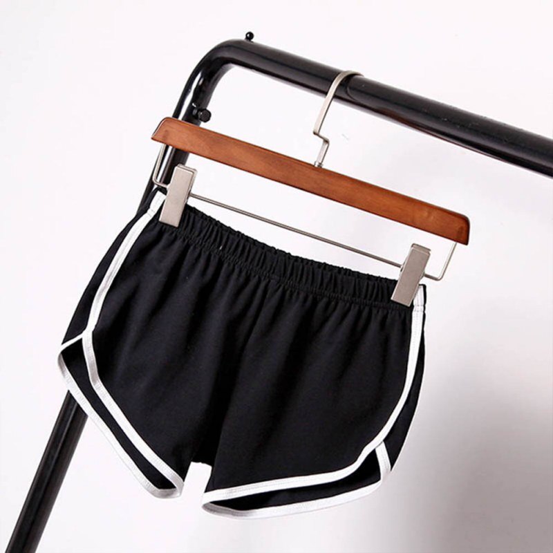 Summer Street Shorts Women Elastic Waist Short Pants Women All-match Loose Solid Soft Cotton Casual Short Femme: Bk / S